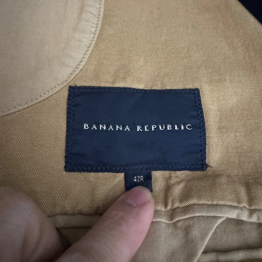 Banana‎ Republic Blazer Mens 42R Khaki Solid Cotton Twill Two Button Sport Coat